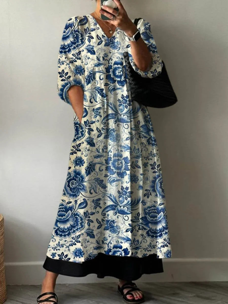 Elara | Robe Maxi Artistic Flow