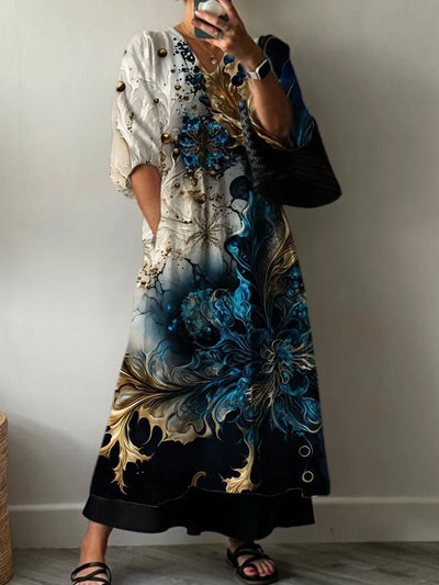 Elara | Robe Maxi Artistic Flow