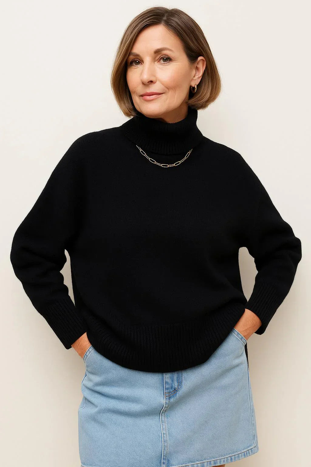 Cittra – Pull à col roulé surdimensionné à côtes