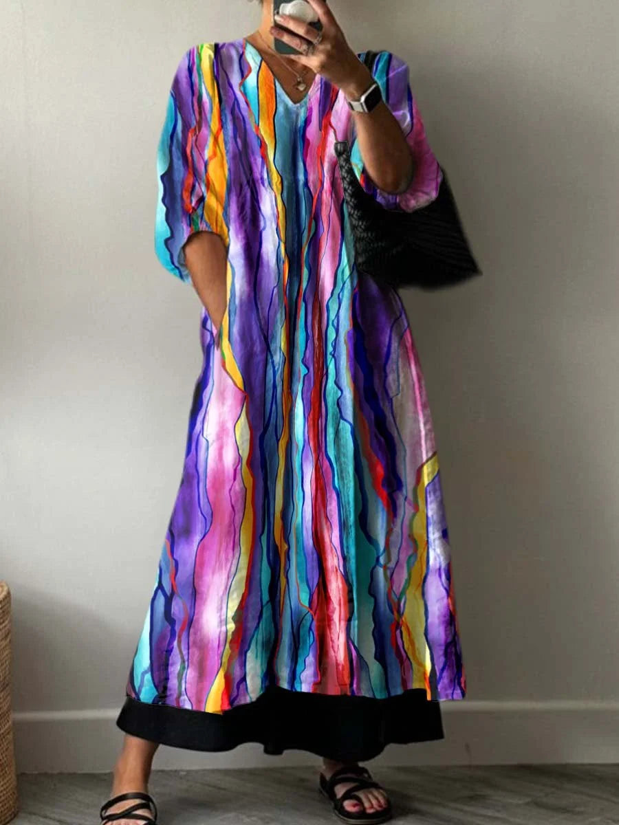 Elara | Robe Maxi Artistic Flow